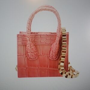 APEDE MOD EMBOSSED LEATHER MINI BAG. NWT PINK  Crocodile print